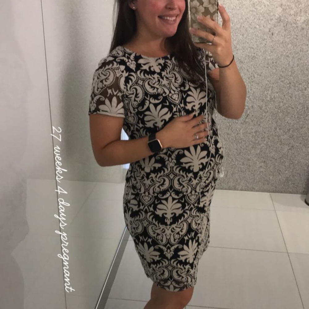 PinkBlush Maternity - Black and White Demask Dress